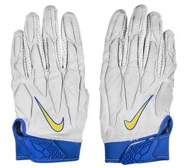 2021 Aaron Donald Game Used Bone Gray Nike Gloves